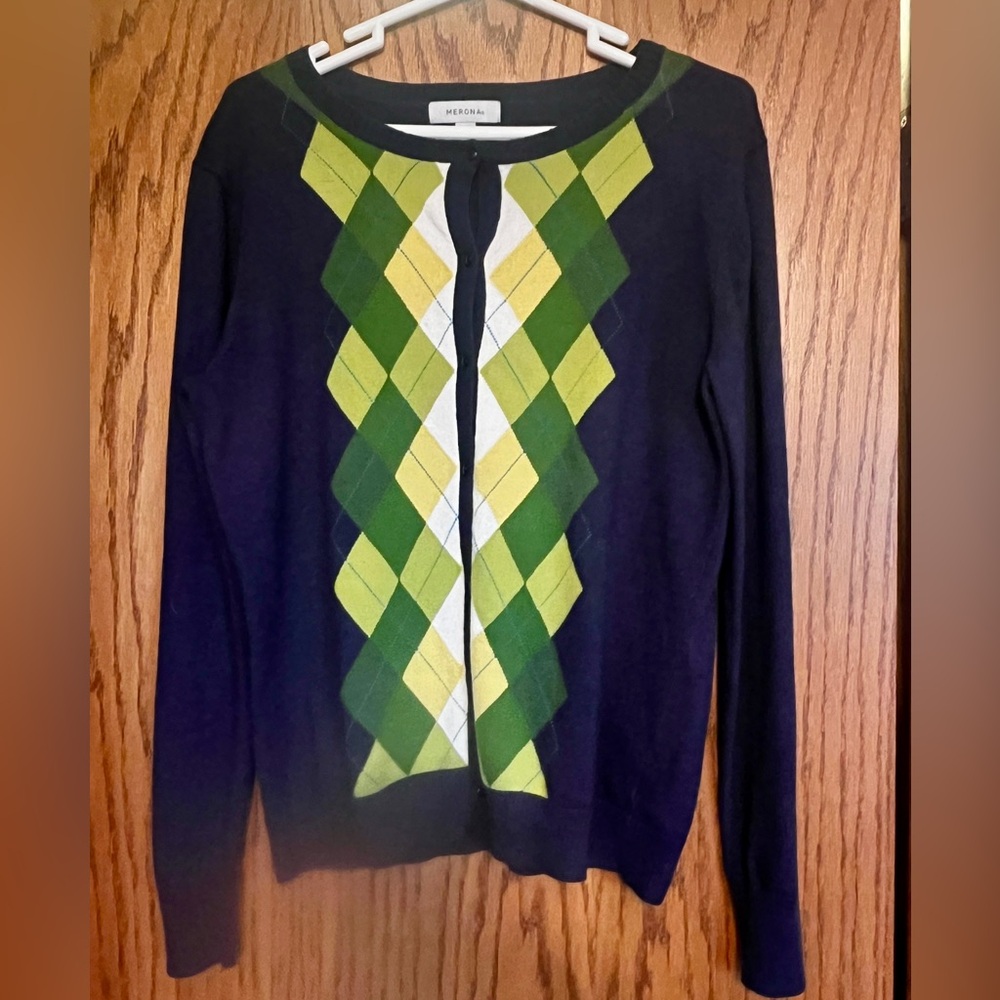 Merona Cardigan Sweater. Argyle pattern.